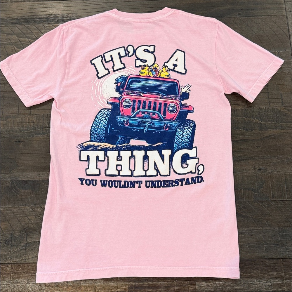 Women’s Jedco Jeep Light Pink Heavyweight Cotton T-Shirt Short Sleeve Ducks S/M